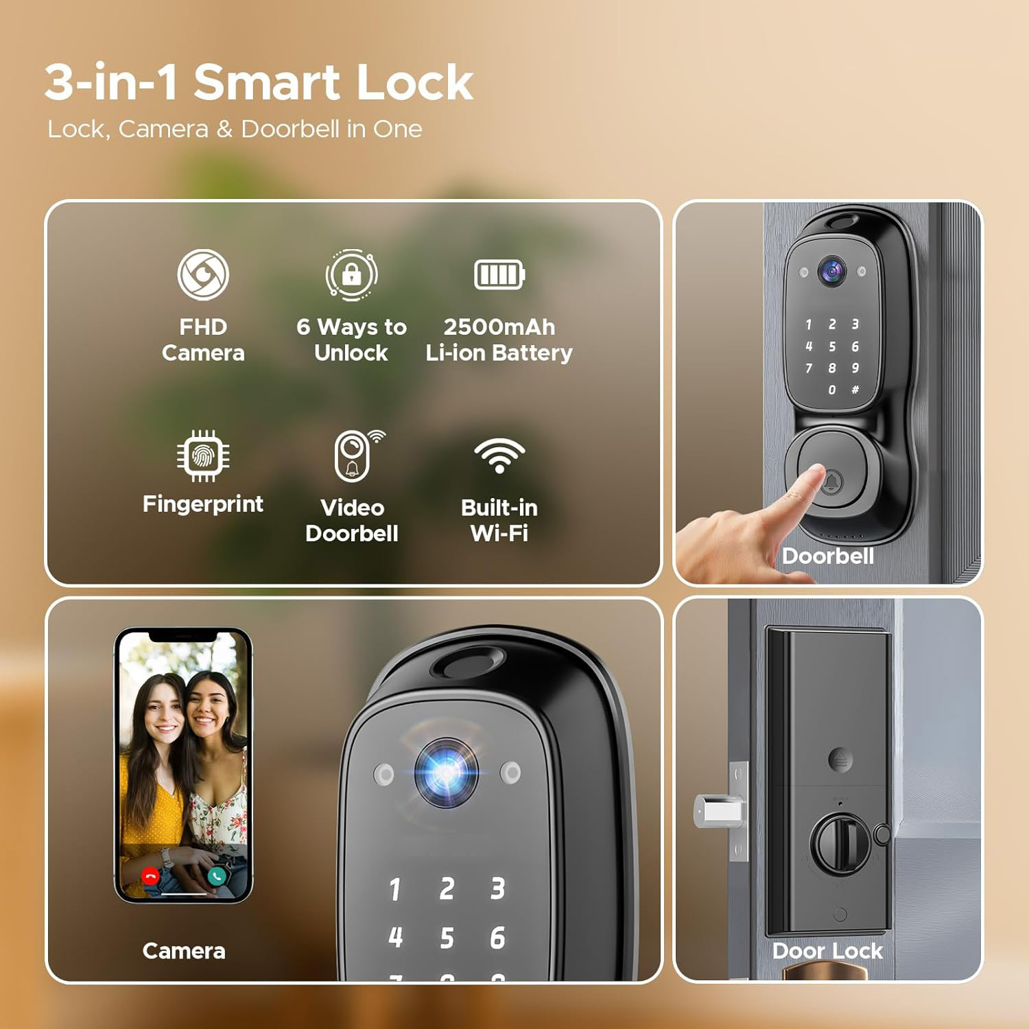 Tuya Wifi Smart Door Lock ‎Cam - Electronics & Gadgets Charging Gocable 8 In 1 Edc 100W Cable ulasan dan harga