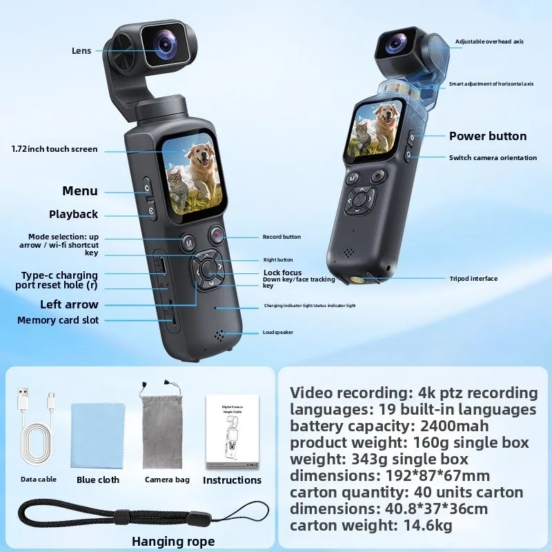 4K HJD05 Pocket 3 Camera with  - Action Camera 4K ulasan dan harga